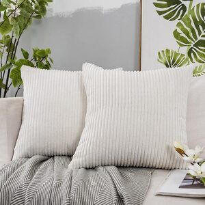 JUSPURBET Corduroy Pillow Case 16" x 24" Cream Cheese Rectangular Set of 2 NEW